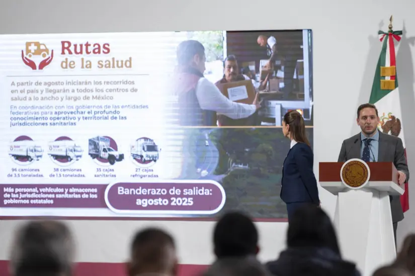 Rutas de la Salud: distribución de medicamentos al IMSS Bienestar A partir de agosto comenzarán las Rutas de la Salud. Foto: Presidencia