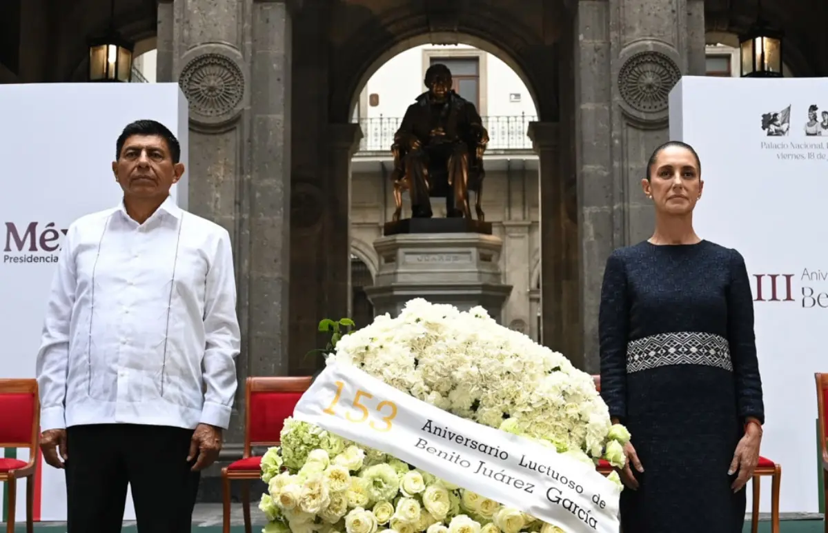 Claudia Sheinbaum y el gobernador de Oaxaca, Salomón Jara. Foto: Presidencia