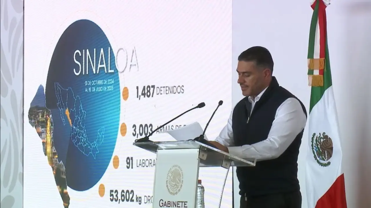 Omar García Harfuch, titular de la SSPC, en Culiacán.