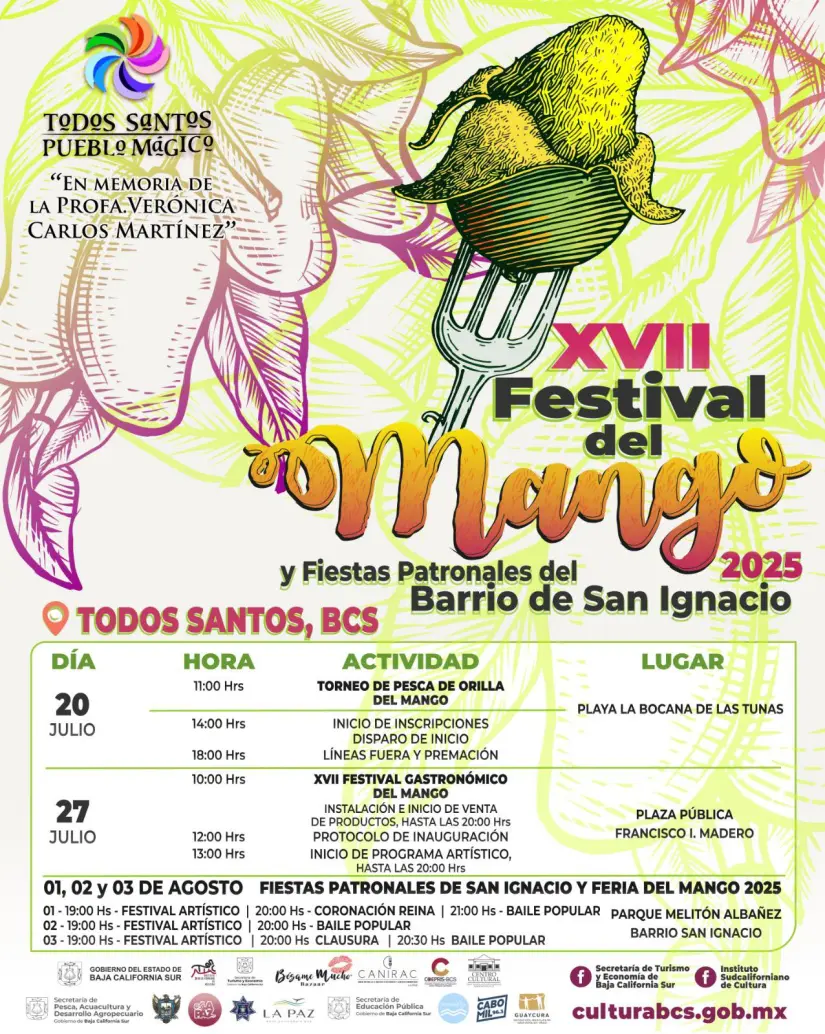 Programa de actividades del Festival del Mango de Todos Santos 2025. Foto: Cortesía