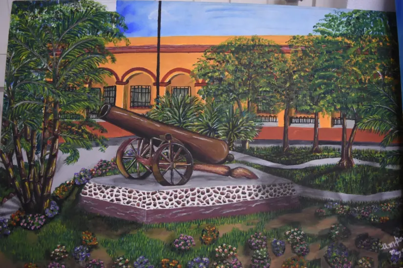 imagen recuadro Este cuadro pintado por Amparo en mayo de 2009, es una toma de la plazuela Obregón, un pasaje de la historia de la ciudad de Culiacán.