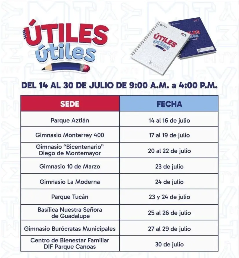 Dónde entregan mochilas y útiles escolares gratis en Monterrey. Foto: Cortesía