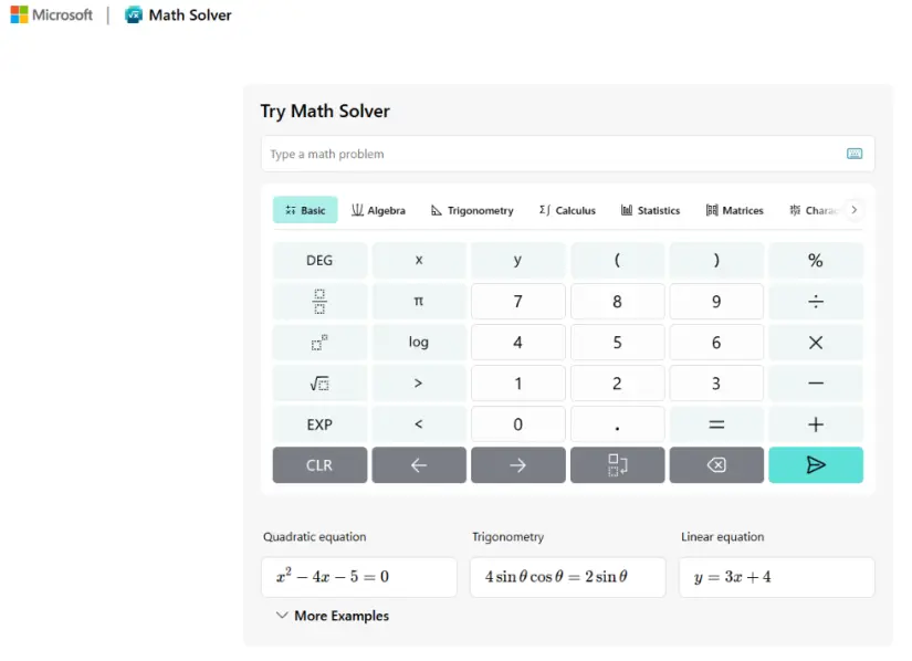 Microsoft Math Solver Microsoft Math Solver