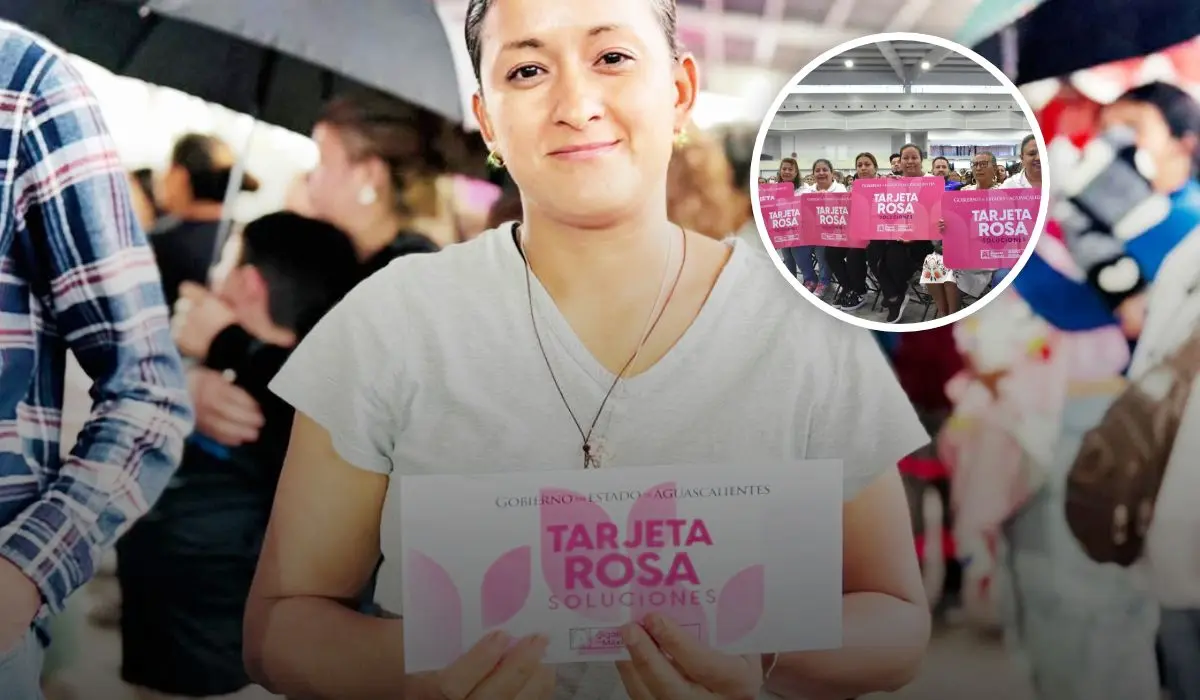 Entrega a mujeres de Pabellón Arteaga en Aguascalientes de la Tarjeta Rosa con el fin de apoyarlas de manera económica Foto: sedesoinforma (Instagram))