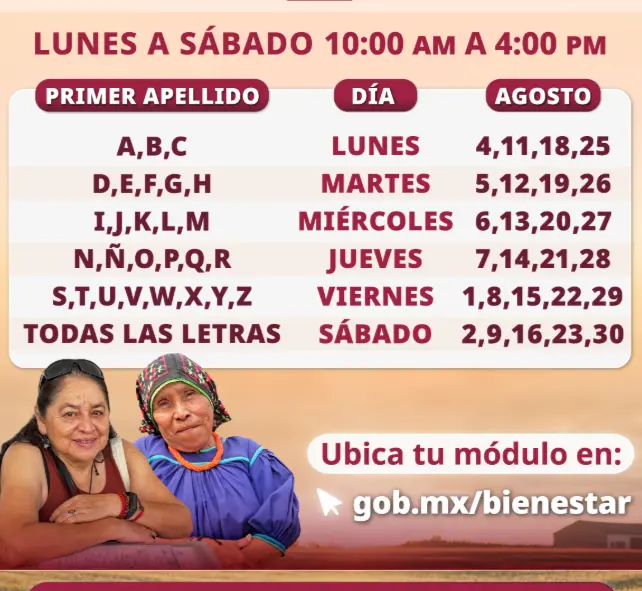 Consulta el calendario oficial de la Pensión Bienestar Mujeres. Foto: Cortesía.
