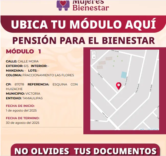 Úbica tu módulo más cercano en la entidad de Tamaulipas. Foto: Cortesía.
