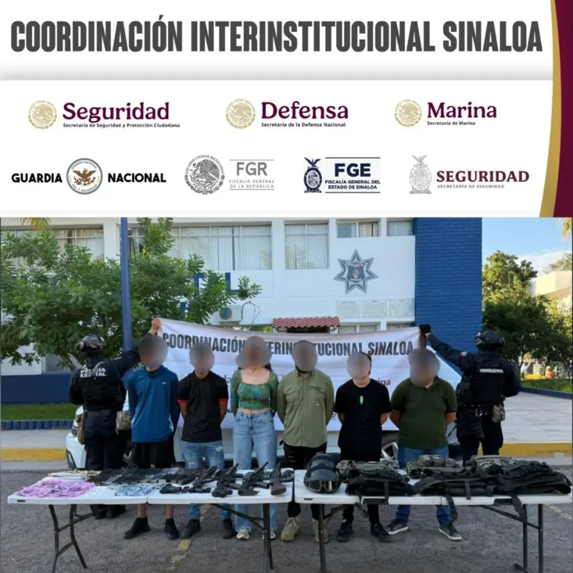 Operativo interinstitucional en Culiacán deja seis detenidos y decomiso de armas