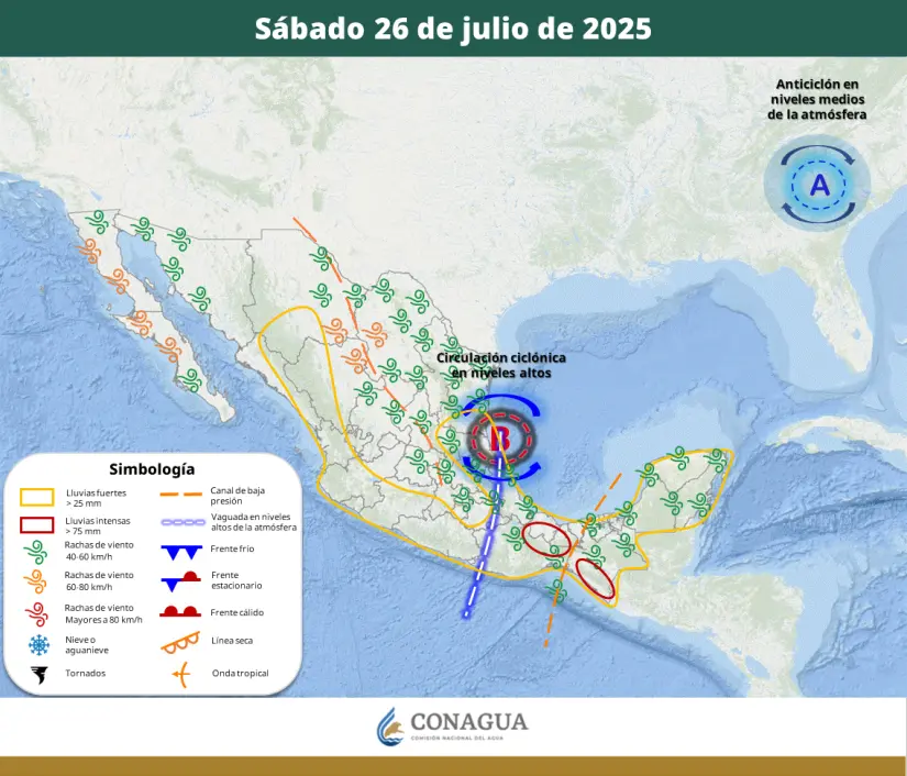 Pronóstico para el sábado. Foto: SMN