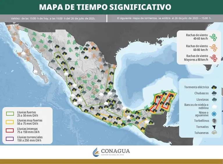 Mapa de lluvias en Coahuila