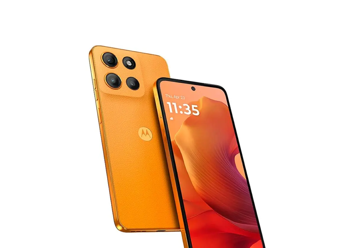 Motorola Moto G15 con diseño con acabado de cuero vegano. Foto: Cortesía