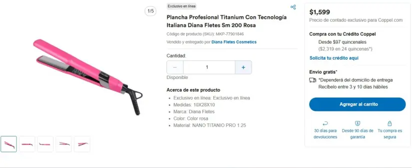 Plancha Profesional Titanium Con Tecnología Italiana Diana Fletes Sm 200 Rosa