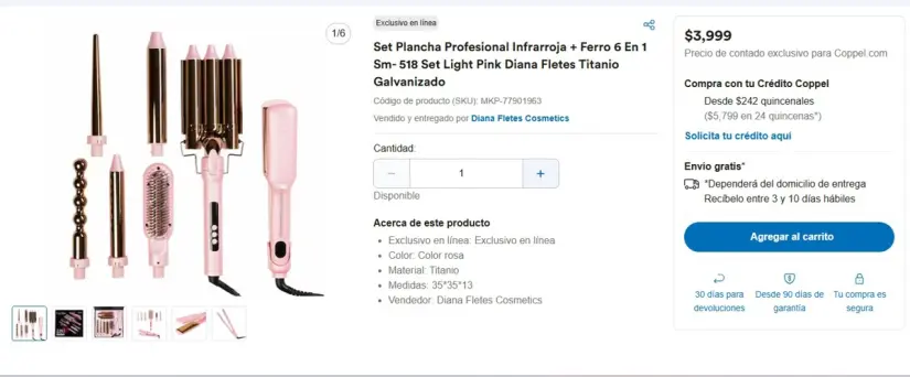 Set Plancha Profesional Infrarroja + Ferro 6 En 1 Sm- 518 Set Light Pink Diana Fletes Titanio Galvanizado