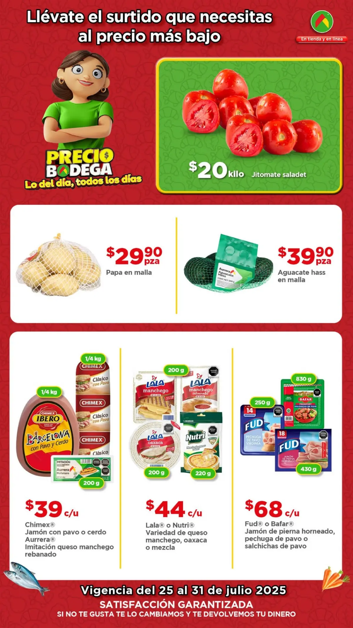Aprovecha las ofertas en frutas, verduras y carnes del Tianguis de Mamá Lucha. Imagen: Bodega Aurrera