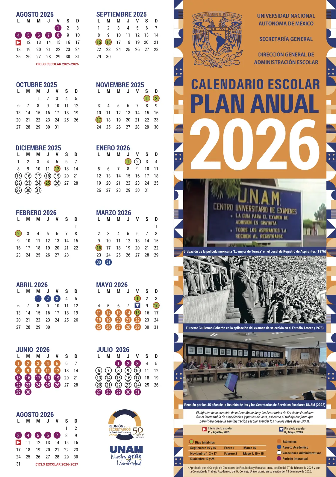 Calendario anual. Foto: UNAM