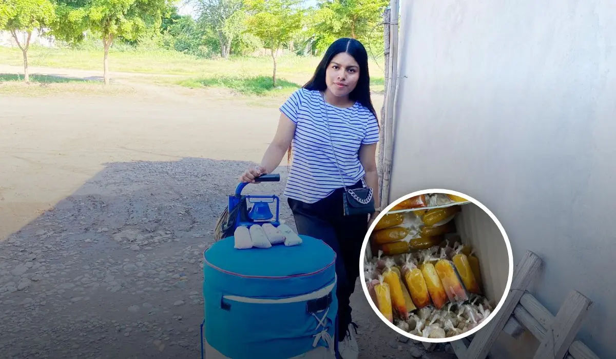 Sarahí Ruiz, estudiante de Derecho, recorre el tianguis de Villa Juárez vendiendo helados artesanales para pagar su carrera, demostrando que el esfuerzo y la fe pueden abrir caminos.