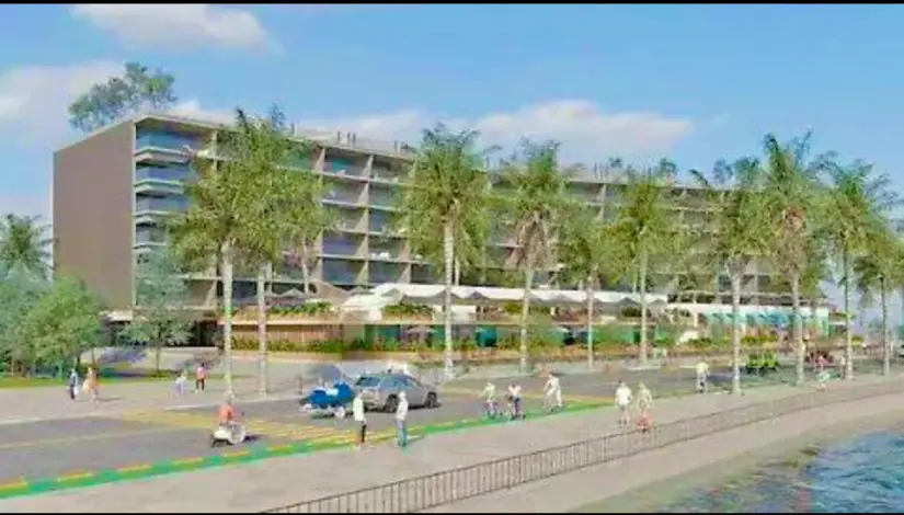 Nuevo edificio de 7 niveles en el malecón de La Paz. Foto: cortesía.