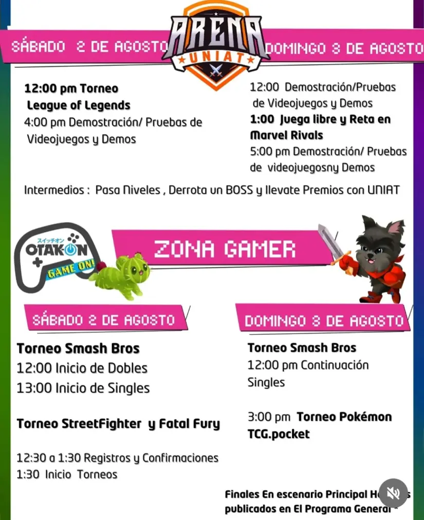 Programa de actividades del Otakon en San Luis Potosí. Foto: Cortesía