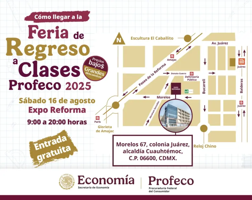 Ubicación del evento en CDMX. Foto: Profeco
