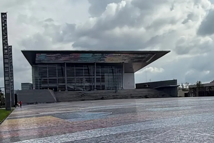 imagen recuadro Así se observa el auditorio Gota de Plata en el interior del Parque Cultural Hidalguense.