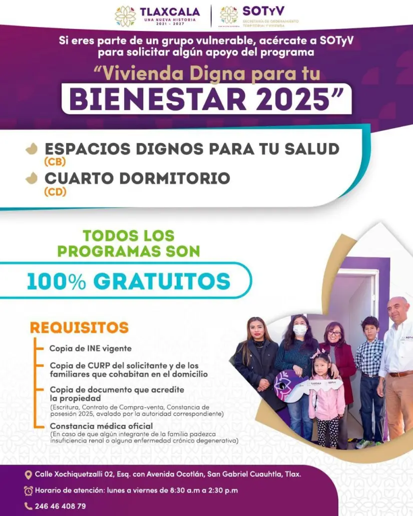 Programa Vivienda para el Bienestar ya llegó a Tlaxcala este 2025. Foto: Cortesía. Programa Vivienda para el Bienestar ya llegó a Tlaxcala este 2025. Foto: Cortesía.