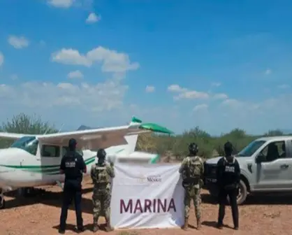 Marina asegura avioneta en pista clandestina en Sonora; hay un detenido