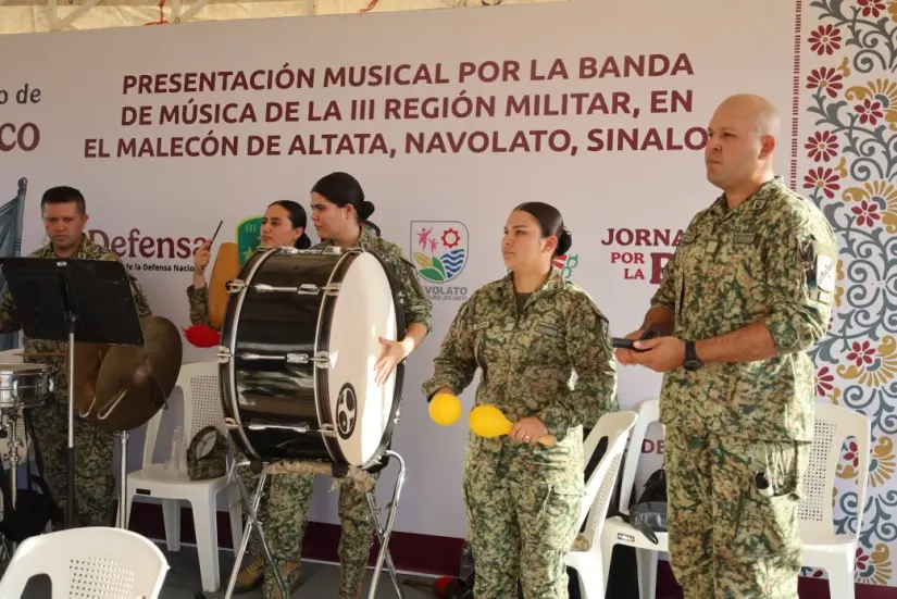 Además de Altata, la Banda de Música de la Tercera Región Militar del Ejército Mexicano se ha presentado en Guamúchil, Los Mochis y Juan José Ríos.