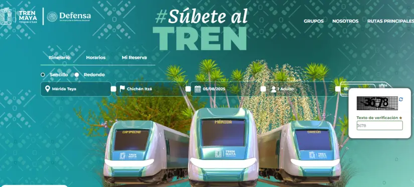 Página oficial del Tren Maya. Consulta viajes y arma tu itinerario. Foto: Cortesía. Página oficial del Tren Maya. Consulta viajes y arma tu itinerario. Foto: Cortesía.