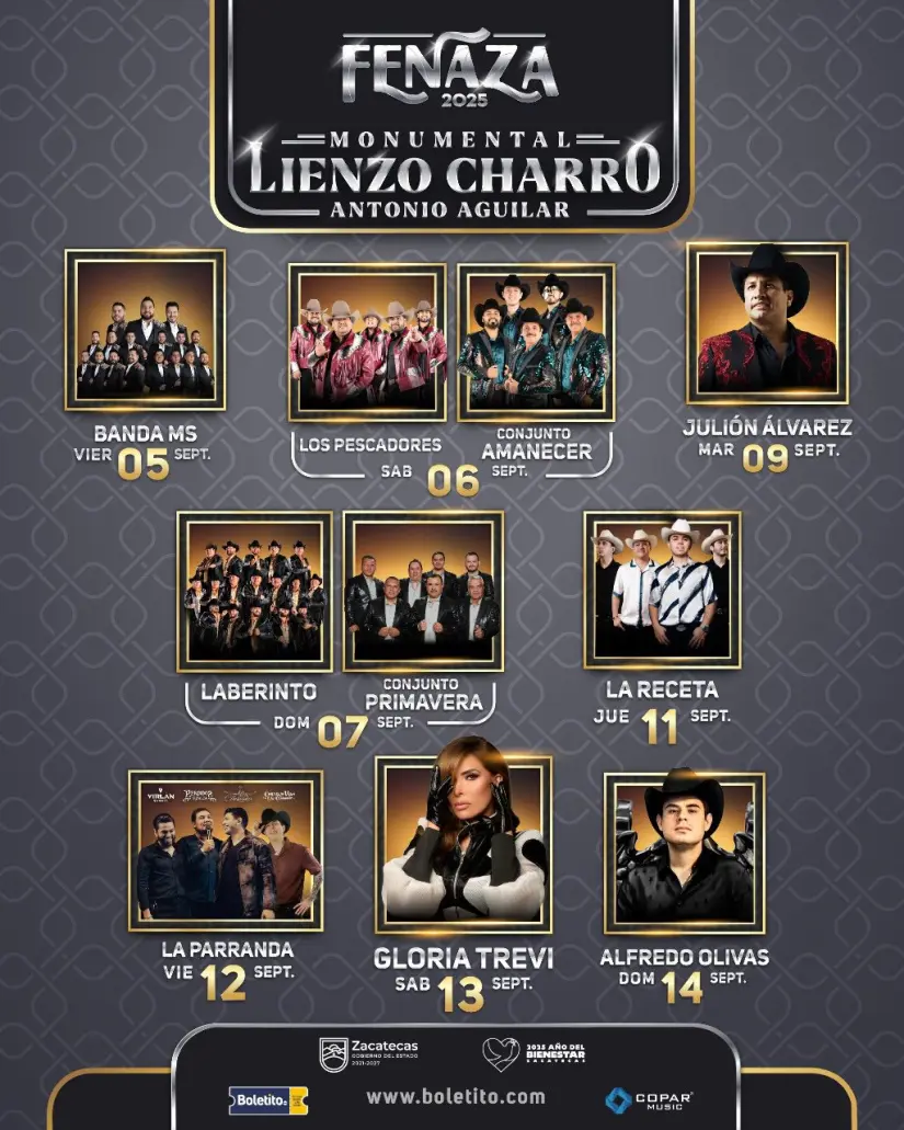 Cartelera del Palenque de la Feria Nacional de Zacatecas (Fenaza). Foto: Cortesía 