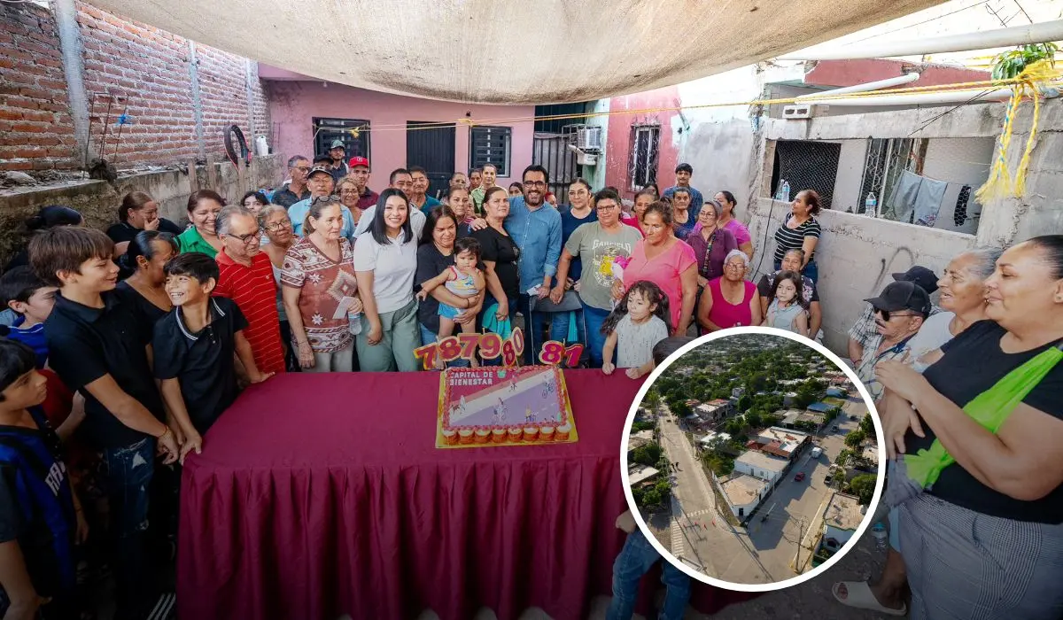 Después de décadas de olvido, llega el asfalto y la alegría: vecinos de la colonia Renato Vega Amador celebran con pastel, abrazos y esperanza renovada. Foto: Ayuntamiento de Culiacán
