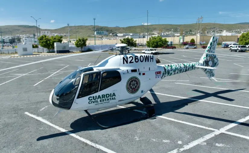 Guardia Civil Estatal de San Luis Potosí estrena helicóptero de última generación para reforzar seguridad Así luce el nuevo helicóptero de la Guardia Civil Estatal. Foto: Cortesía