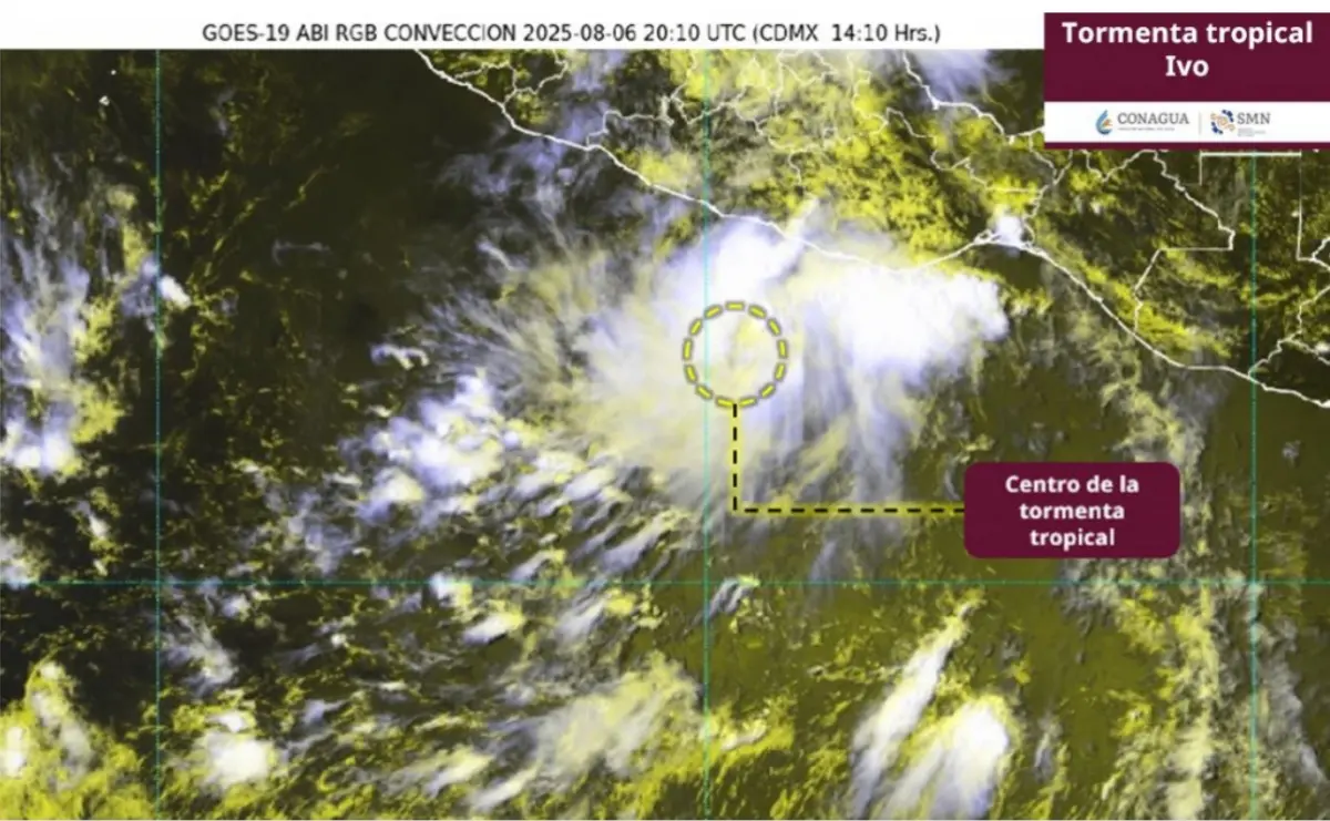 La tormenta tropical Ivo es la novena de la temporada de huracanes 2025. Imagen: Conagua
