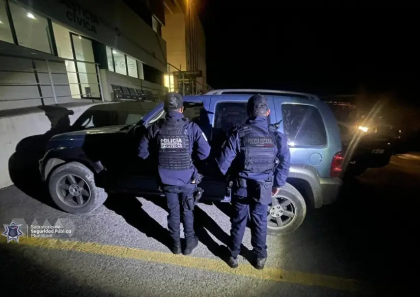 La camioneta asegurada durante la detención en Zacatecas. Foto: Cortesía
