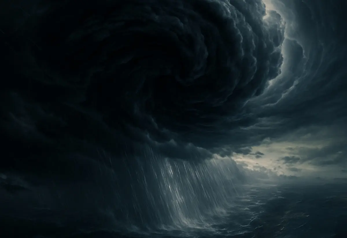 Lluvias intensas que provocan inundaciones súbitas son características de la tormenta negra. Imagen: Meta AI