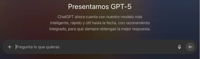 Nuevo ChatGPT 5. Imagen. chatgpt.com