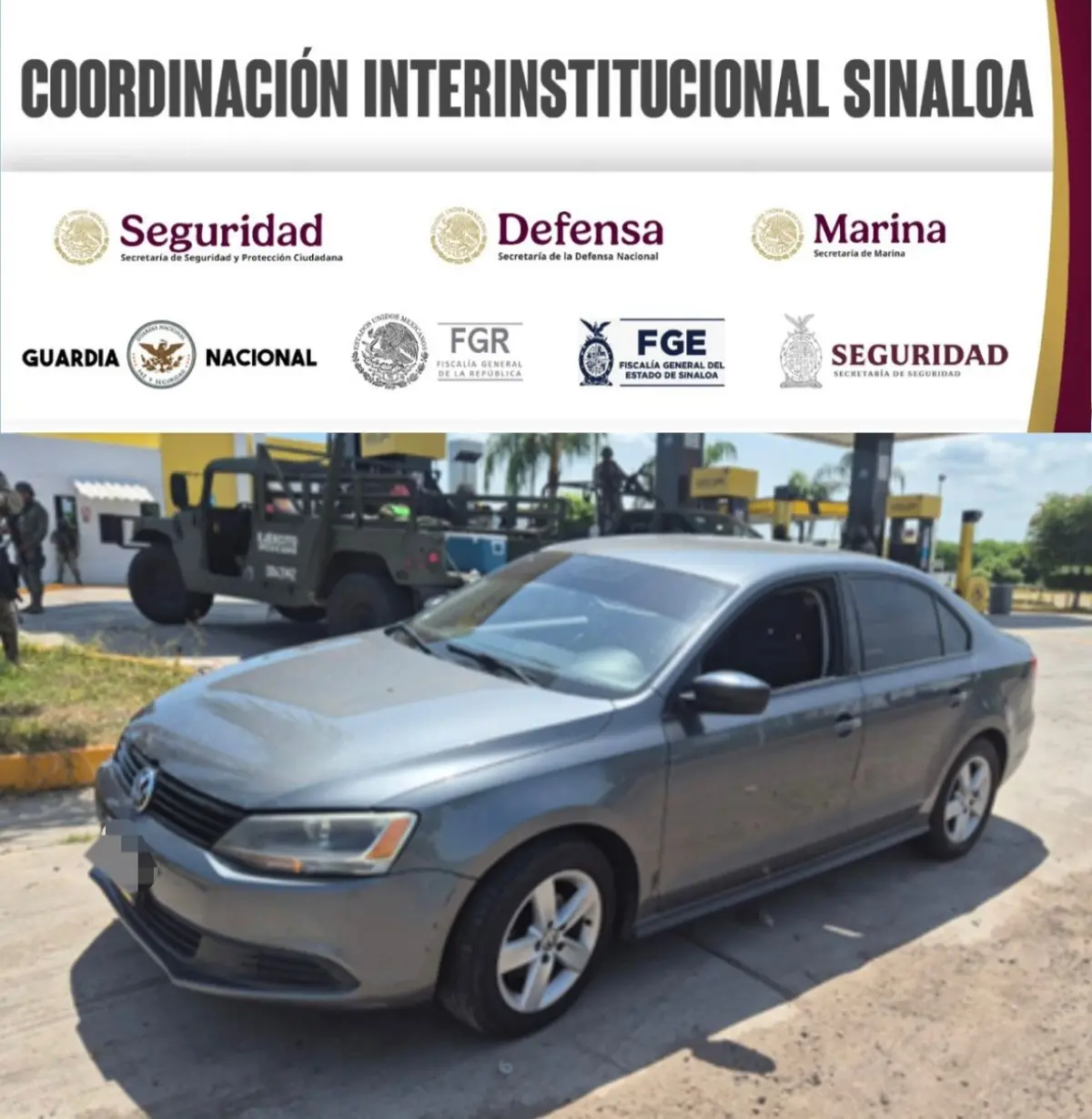 Detienen a tres mujeres con armas AK-47 y municiones en Culiacán El vehículo en que viajaban las tres mujeres detenidas en Culiacán. Foto: Cortesía