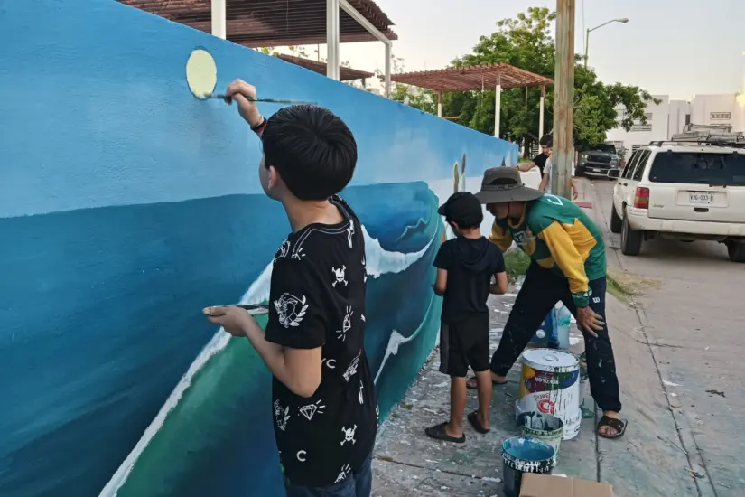 imagen recuadro “Donde hay naturaleza, hay paz”, es la frase que da sentido a este mural en el Parque Zona Dorada Lago Lucerna.