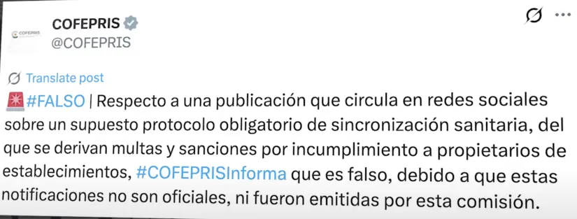 Aclaración por parte de la COFEPRIS sobre nuevo protocolo. Imagen. Mañanera del Pueblo.