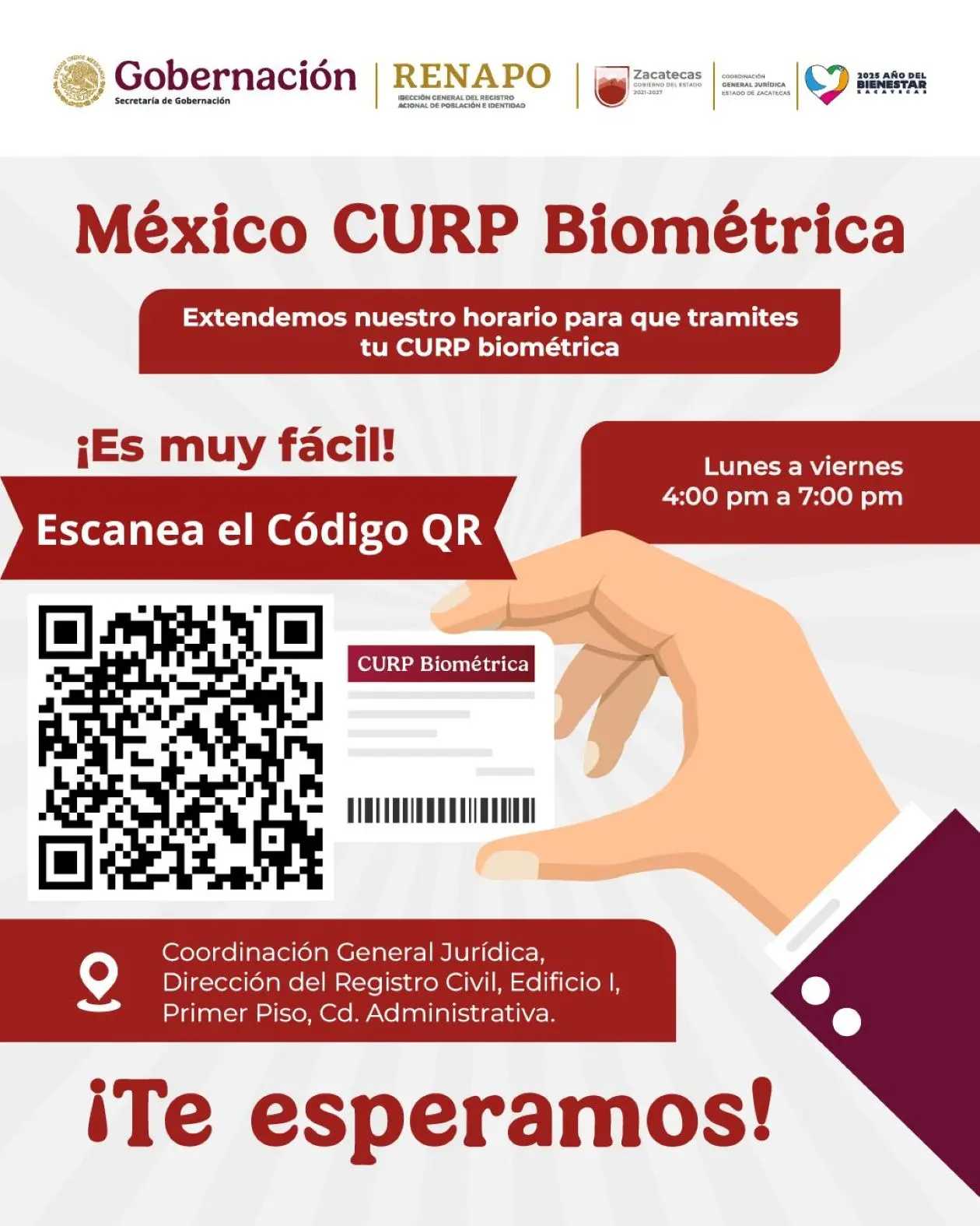 Dónde sacar la cita para la CURP Biométrica en Zacatecas. Foto: Cortesía