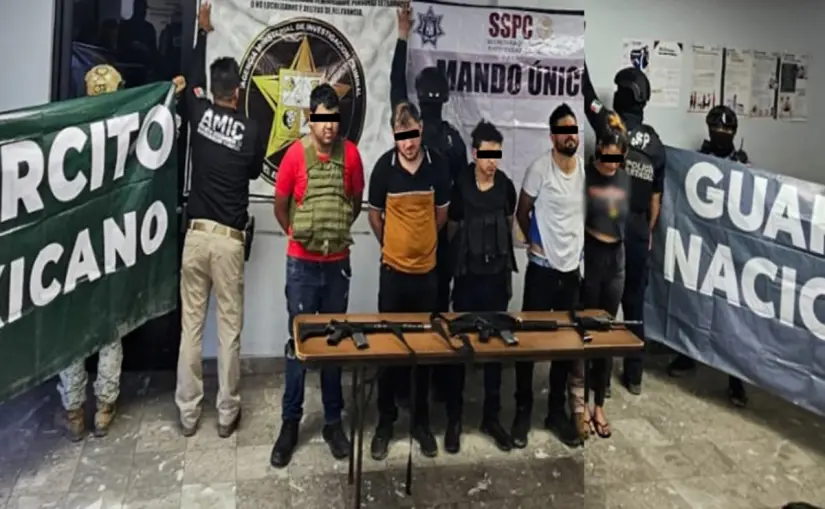 Golpe millonario al crimen en Sonora; aseguran 584 kilos de metanfetamina Detenidos con armas largas en Sonora. Foto: SSPC