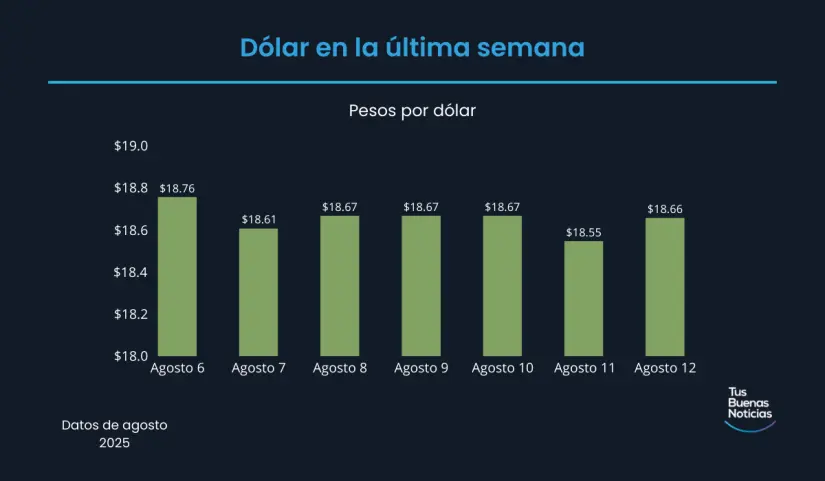 Precio del dólar en la última semana de acuerdo al DOF. Foto: TBN