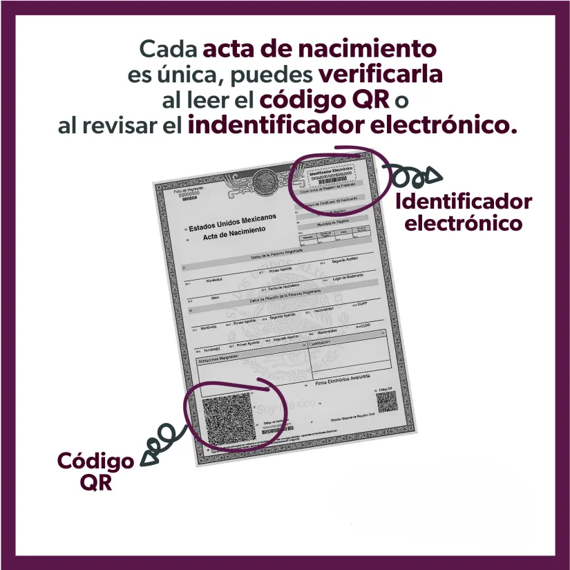 Acta de nacimiento con código QR en Coahuila. Foto: Cortesía
