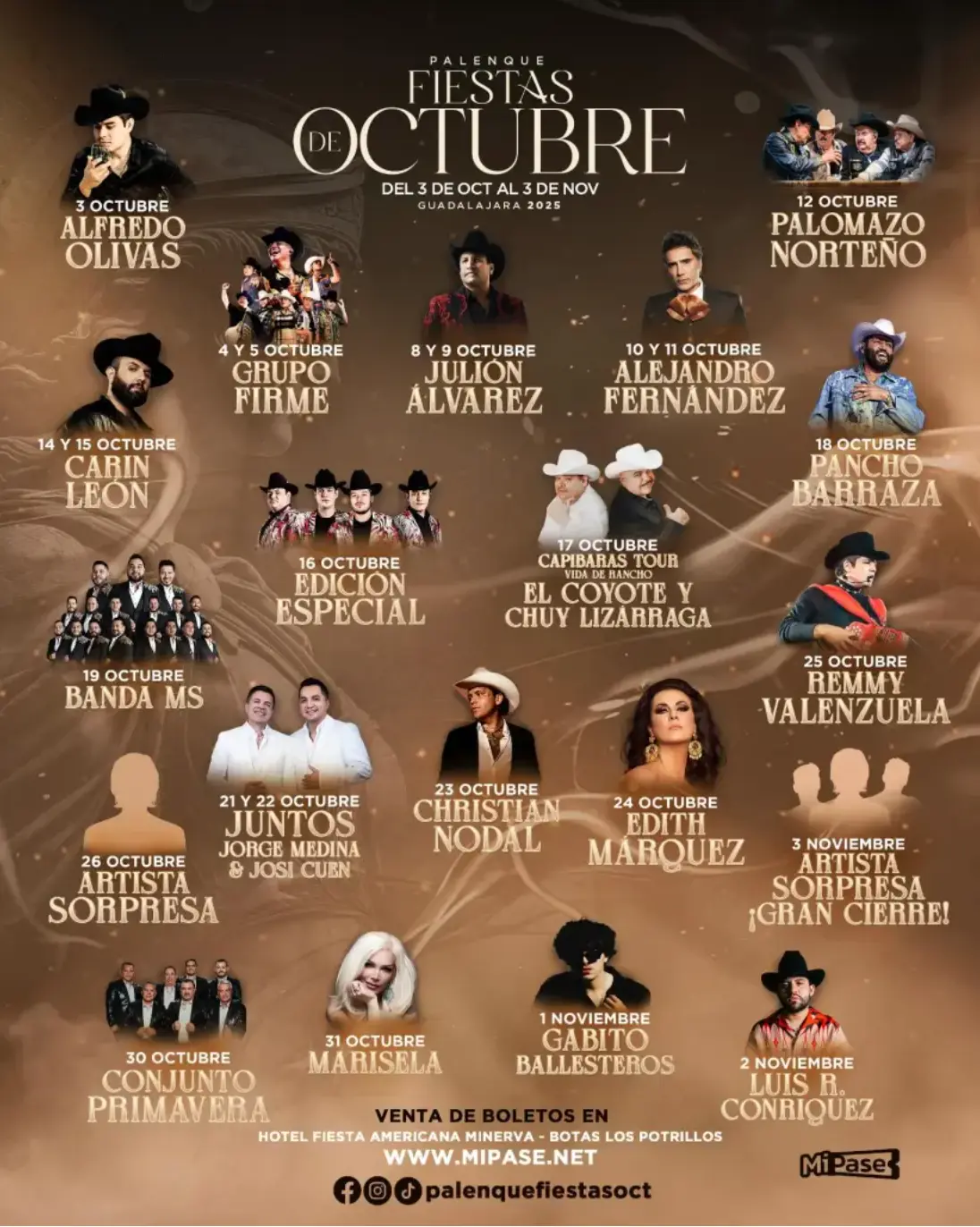 Cartelera de las Fiestas de Octubre 2025. Foto: Cortesía.