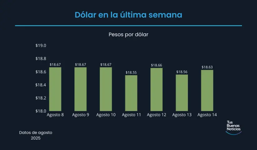 Precio del dólar en la última semana de acuerdo al DOF. Foto: TBN