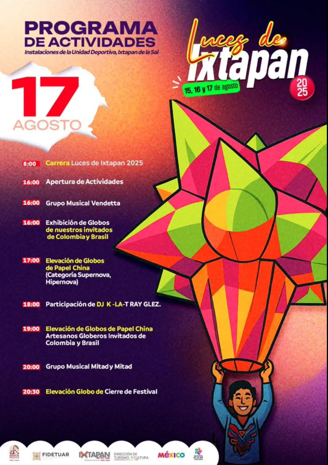 Programa de actividades del Festival de Luces 2025. Foto: Cortesía.