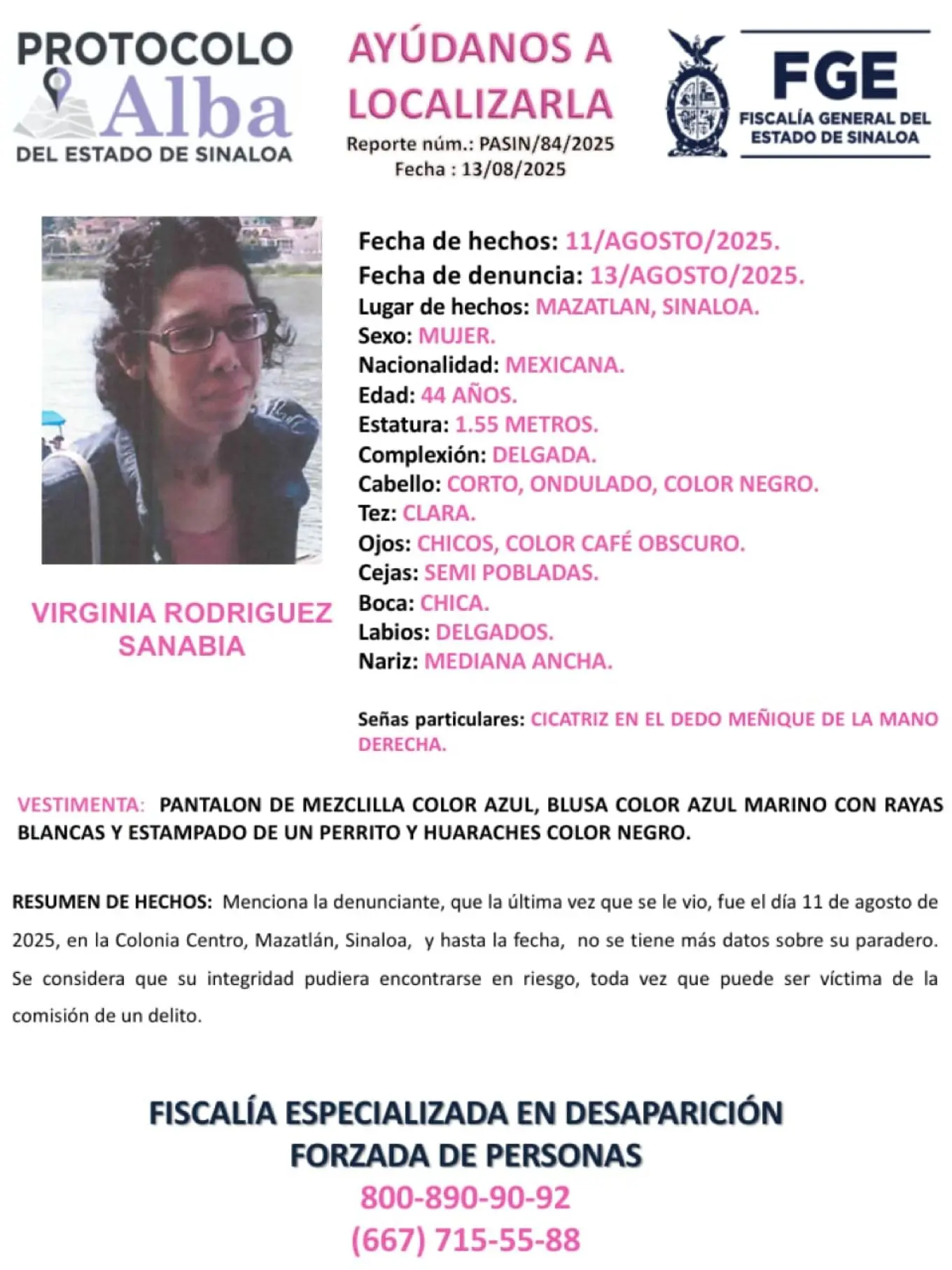 Virginia Rodríguez Sarabia desaparece en Mazatlán, Foto: Cortesía