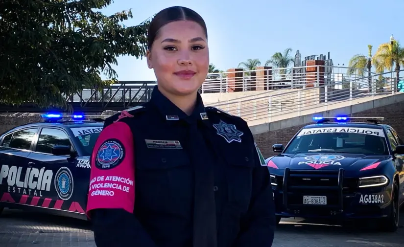 Policía Rosa, unidad especializada en la protección de mujeres y niños en Aguascalientes. Foto: Cortesía