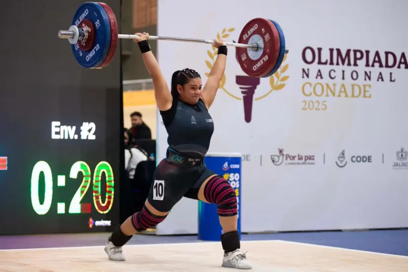 Melany Montes Mokay, dio a Sinaloa medallas de oro y plata dentro de la Halterofilia femenil de la Olimpiada Nacional CONADE 2025. Foto: ISDE