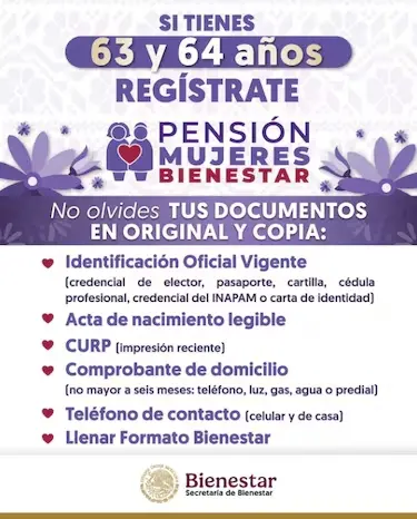 Estos son los requisitos necesarios para el registro a la Pensión Mujeres Bienestar. Foto: Cortesía. Estos son los requisitos necesarios para el registro a la Pensión Mujeres Bienestar. Foto: Cortesía.