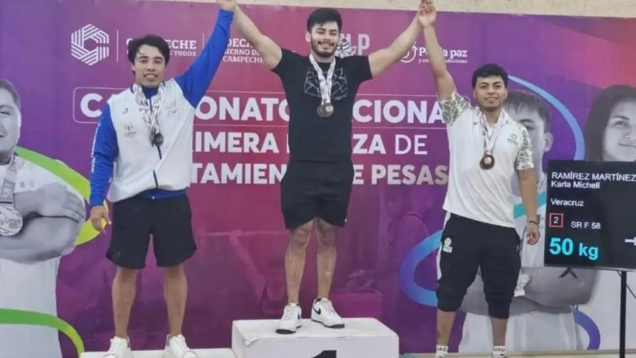 Orgullo sinaloense: Jorge Adán Cárdenas brilla con tres oros en el Nacional de Halterofilia. Foto: IMDEC
