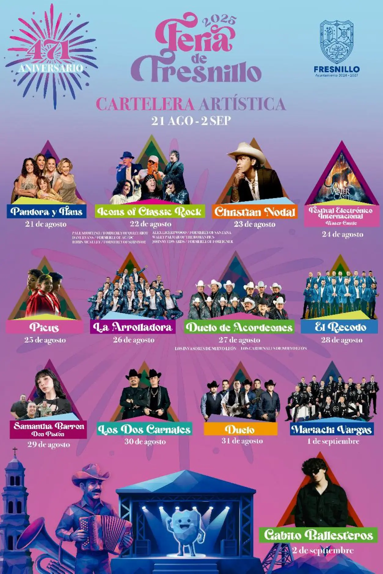 Qué artistas estarán en la Feria de Fresnillo 2025. Foto: Coretsía